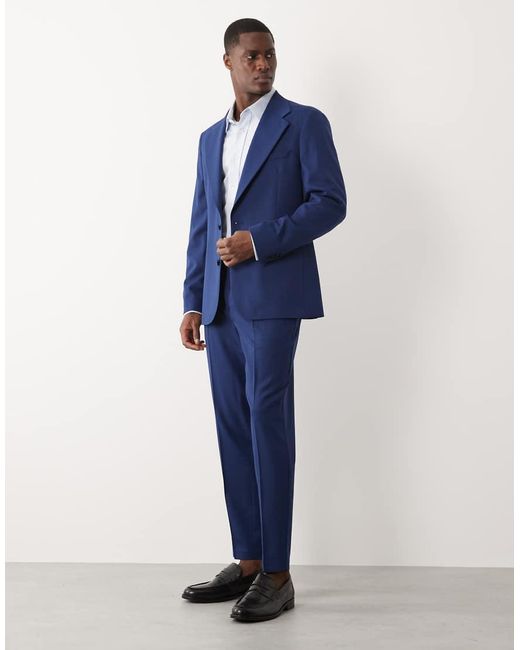 ASOS Blue 100% Summer Wool Slim Suit Jacket for men