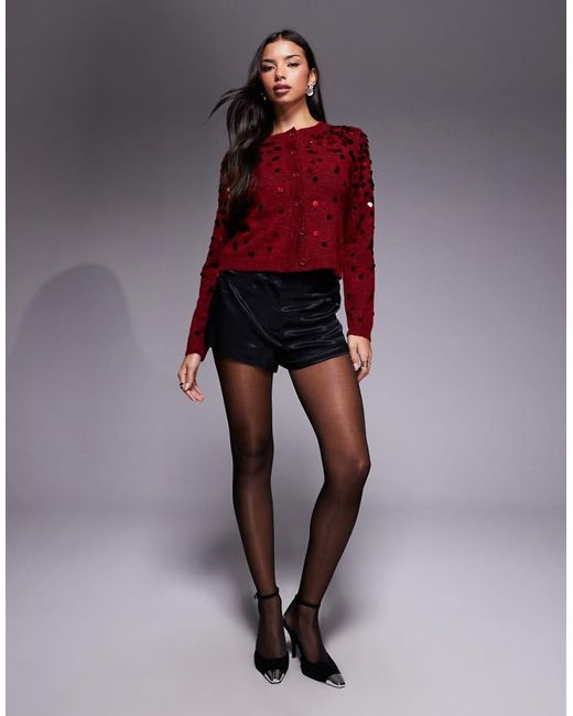 ASOS Red Knitted Sequin Cardigan
