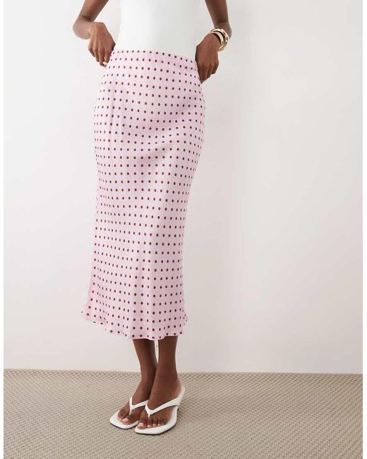 Nobody's Child Pink Alana Satin High Waist Midi Skirt