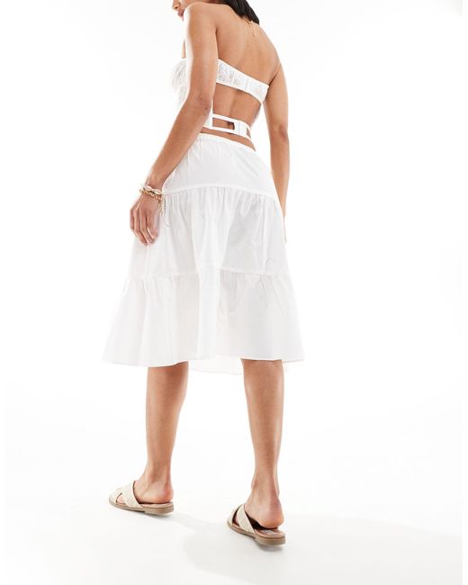ASOS White Midi Cotton Clean Prairie Skirt