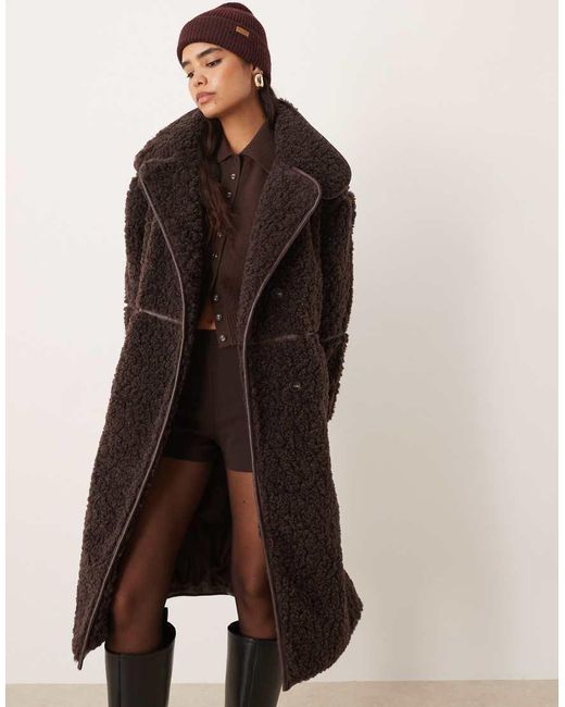 ASOS Natural Longline Shearling Coat