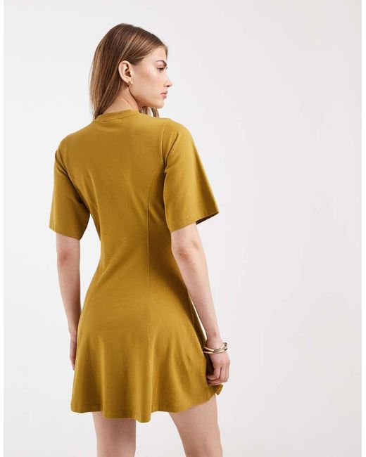ASOS Metallic Cinched Seam Detail Mini Dress