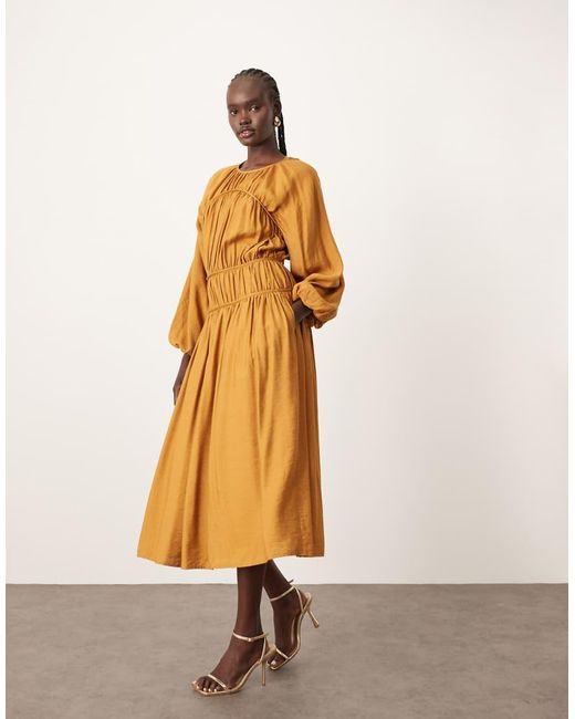 ARRANGE Natural Cotton Smock Midi Dress