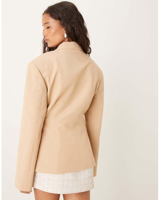ASOS Natural Linen Blend Cinch Waist Blazer
