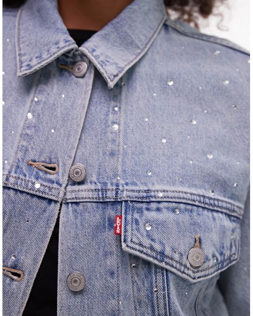 Levi's Blue Embellished 90's Denim Trucker Jacket