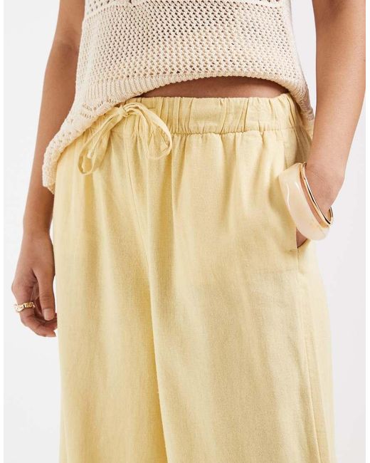 ONLY Natural Linen Blend Pull On Trouser Co-ord