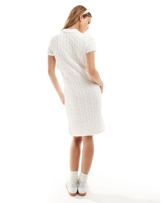 Robe polo en maille torsadée à logo Polo Ralph Lauren en coloris White