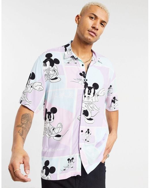 Bershka Overhemd Met Mickey Mouse-print in het Multicolor voor heren