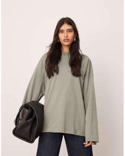 ASOS Natural Premium Cotton Oversized Long Sleeve T-shirt