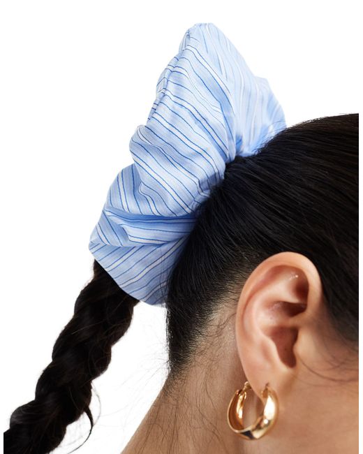 ASOS Blue Scrunchie Hair Tie With Stripe Design