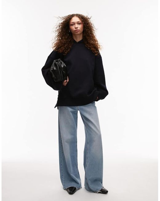 Sudadera Extragrande Con Capucha Premium De TOPSHOP de color Black