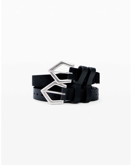 Desigual Black Double Leather Belt