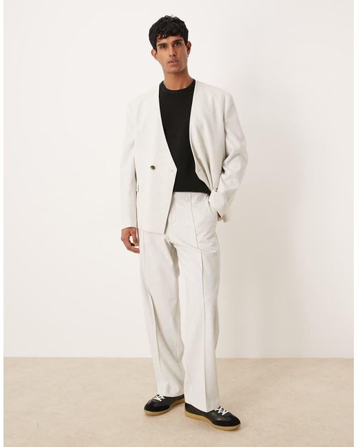 Pantalones De Traje Jaspeado De Corte Ancho De Tejido Texturizado De -Blanco ASOS de hombre de color Natural