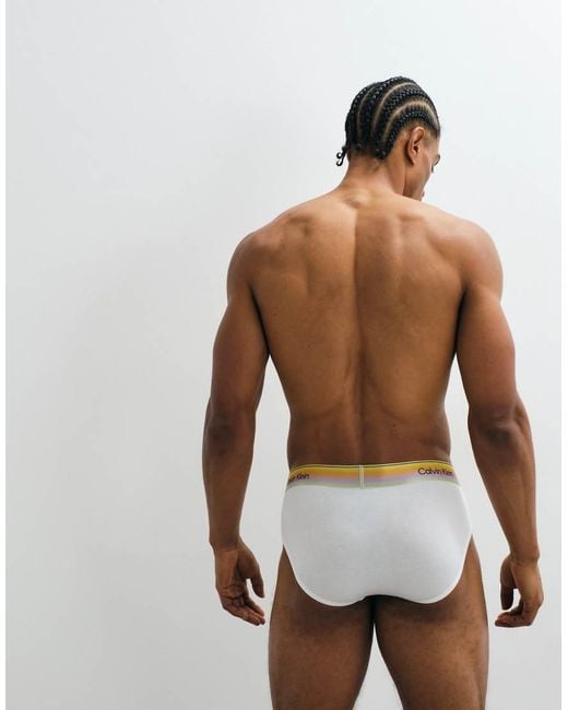 Calvin Klein White Pride Cotton Hip Briefs for men