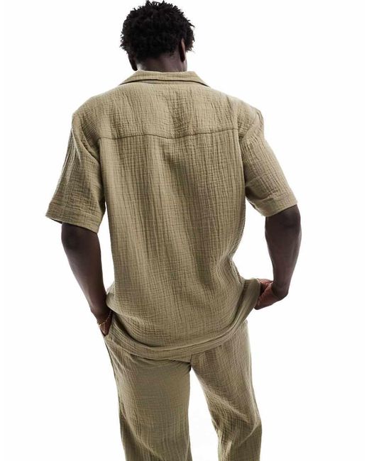 Camicia Da Mare Oliva Con Rever di Goldsboro in Brown da Uomo