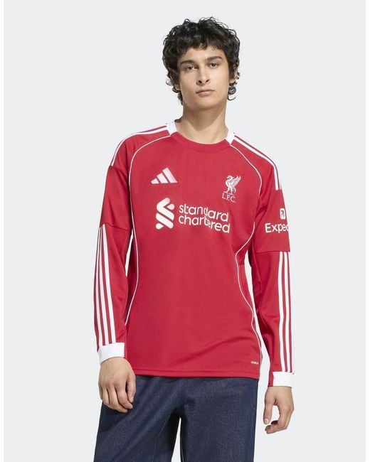 Adidas Originals Red Liverpool Fc 25/26 Long Sleeve Home Jersey for men