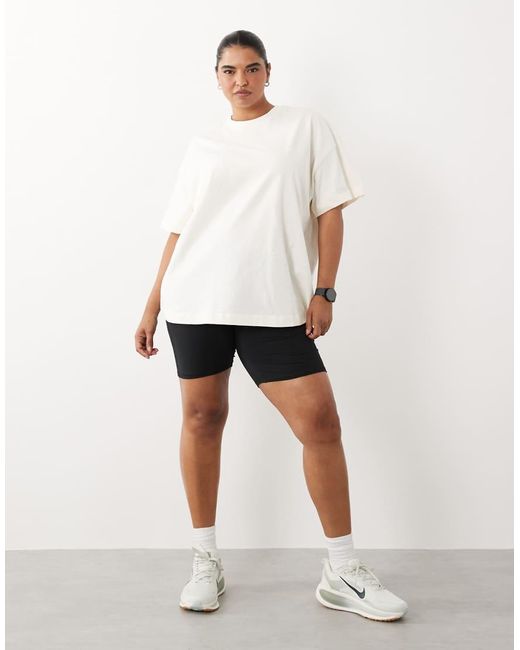 4505 White Curve Icon Heavyweight Cotton Oversized T-shirt With Quick Dry Finish