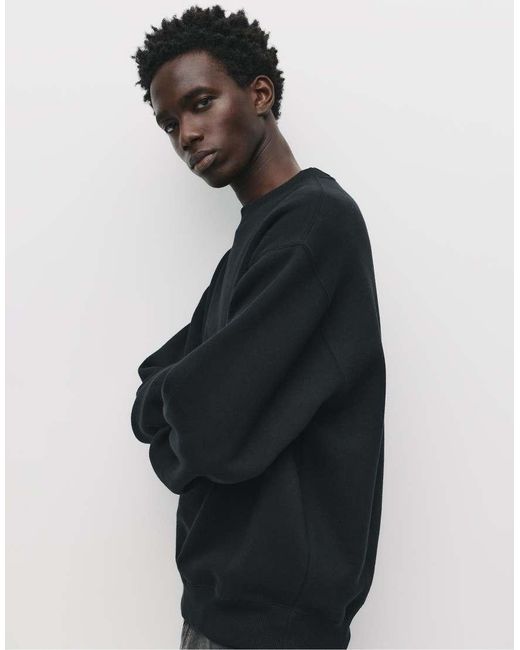 Felpa Basic Nera Con Scollo Rotondo di Pull&Bear in Black da Uomo