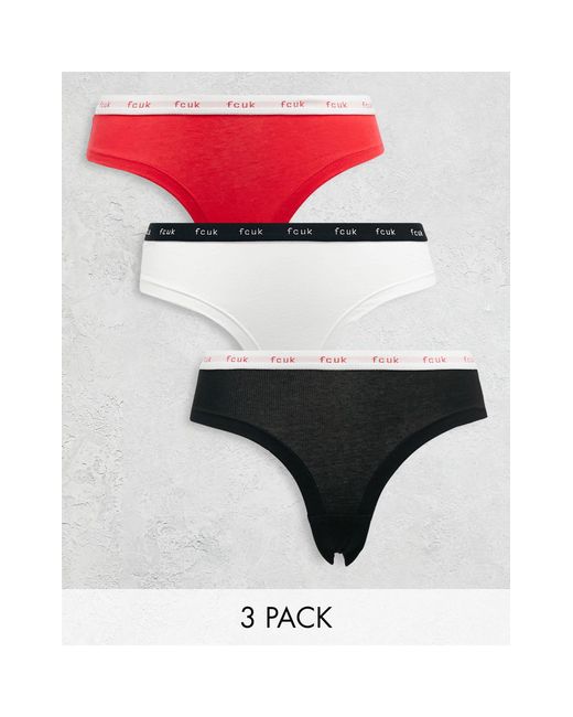 French Connection White Fcuk 3 Pack Cheekini Briefs