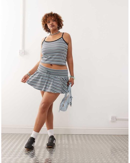 Collusion Blue Plus Mini Stripe Cami Co-Ord