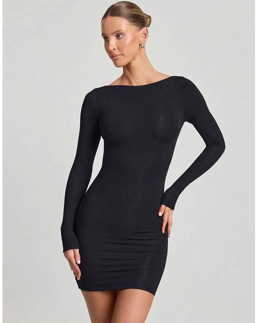 Oh Polly Blue Modal Blend Seamless Long Sleeve Midi Dress