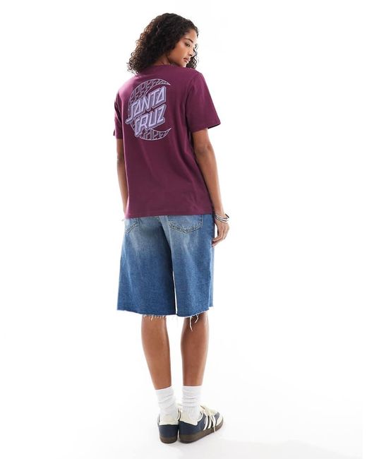 T-Shirt Bordeaux Ampia Co Stampa Del Logo Sul Retro di Santa Cruz in Purple