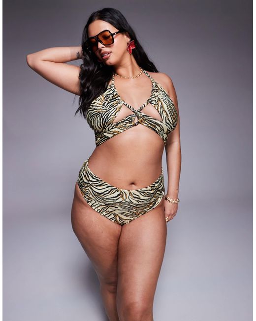ASOS Multicolor Asos Design Curve Gia High Leg High Waist Bikini Bottom