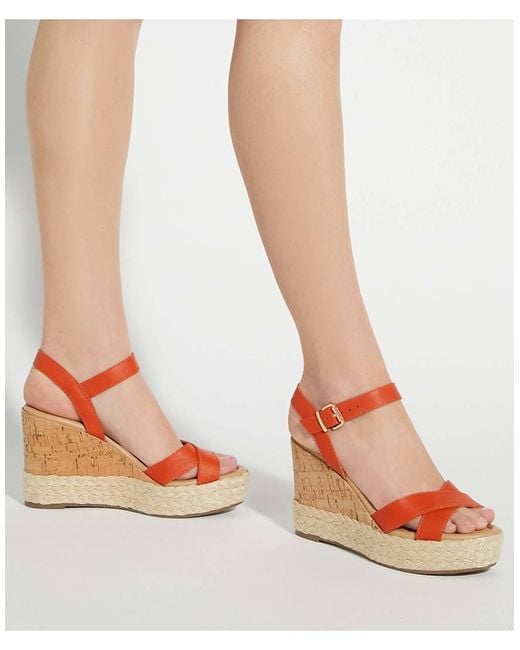 Dune Pink Kindest Cork And Woven Wedge Sandals