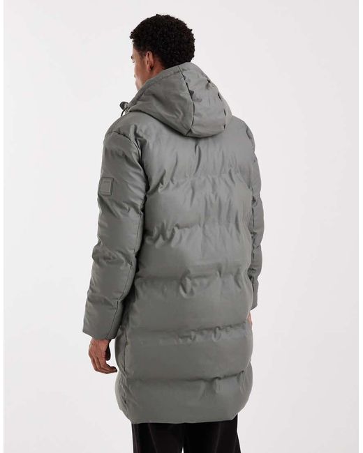 Only & Sons Gray Longline Puffer Jacket for men