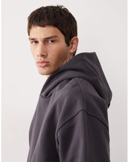 Ac-t-2572 - sweat à capuche signature en tissu ultra-épais - anthracite ASOS COLLECTIVE pour homme en coloris Blue