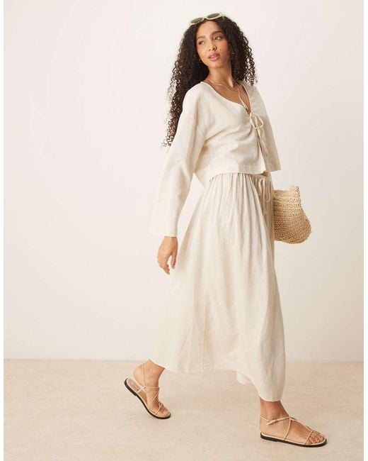 ASOS Natural Belle Linen Blend Beach Skirt