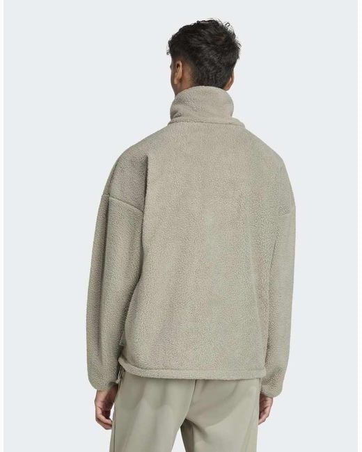 Adidas Originals Gray City Tech High Pile Fleece Full-Zip Jacket for men