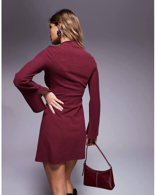 ASOS Purple Supersoft Grown On Neck Fit And Flare Mini Dress