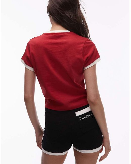 House Of Sunny Red Contrast Hot Pants