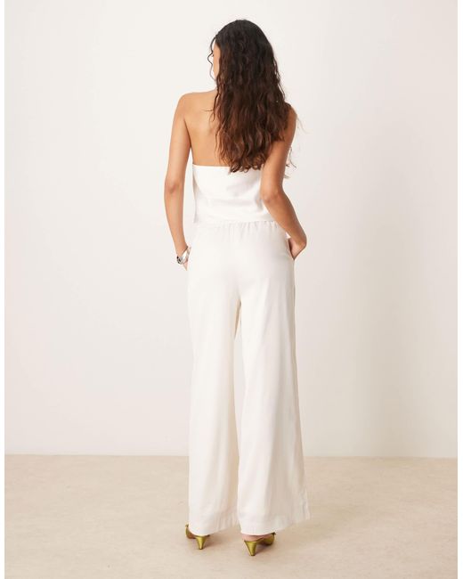 Pantalon large d'ensemble en satin coupe ample - gardenia Y.A.S en coloris Natural