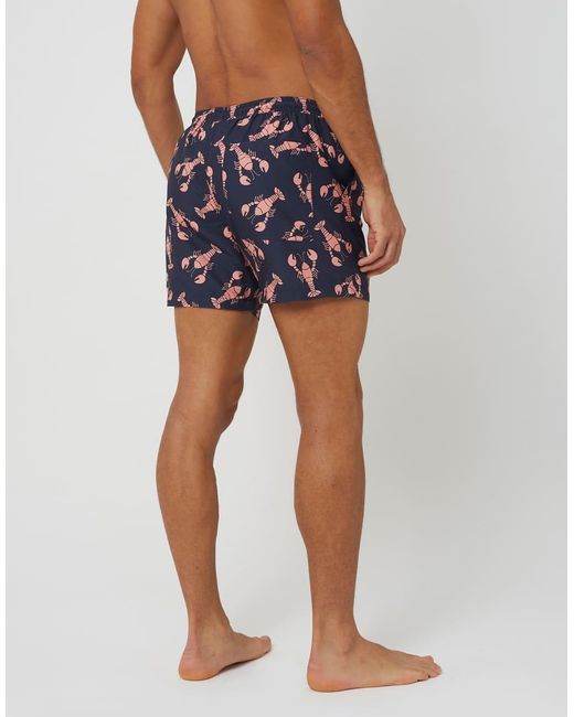Brave Soul Blue Printed Swim Shorts for men