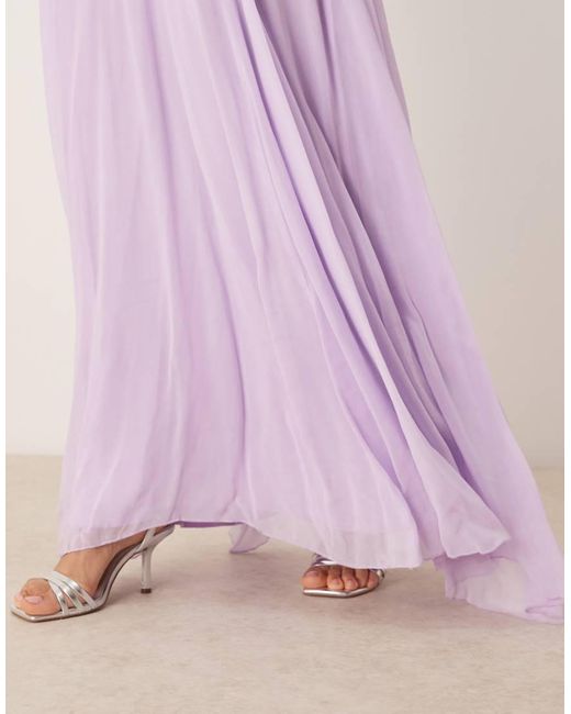 LACE & BEADS Pink Maxi Dress With Rose Detail