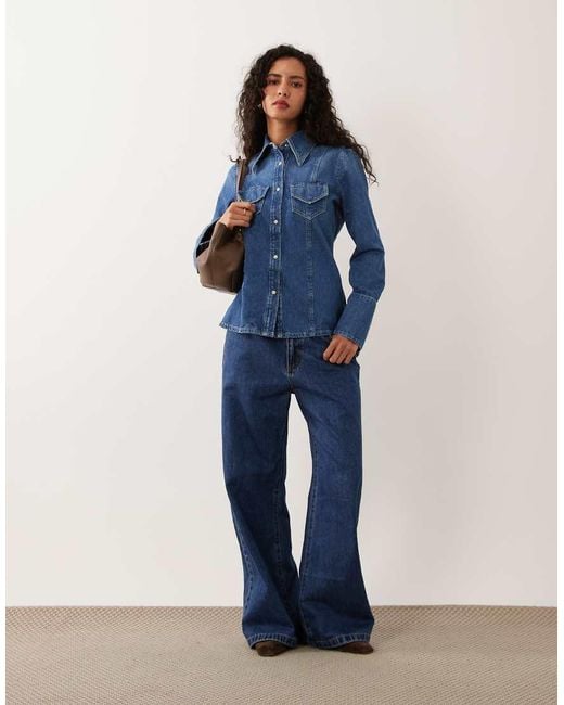 Boss Blue Fitted Denim Shirt