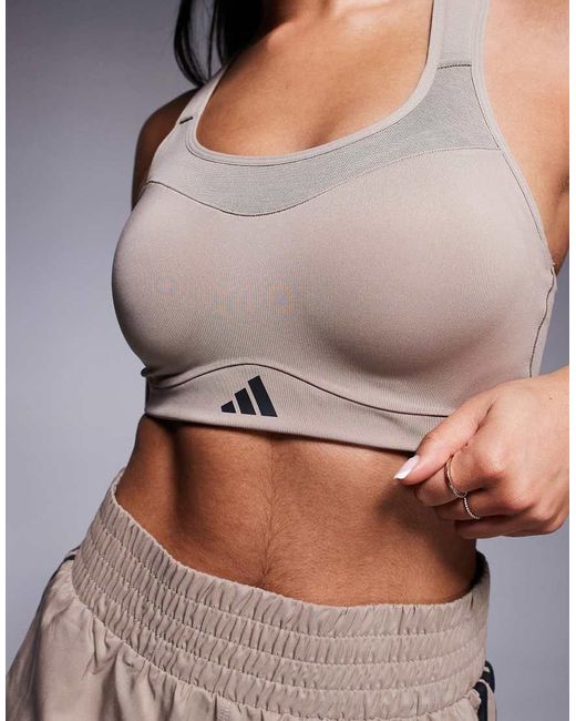 Adidas Originals Gray Adidas Training Strength High Support Sports Bra