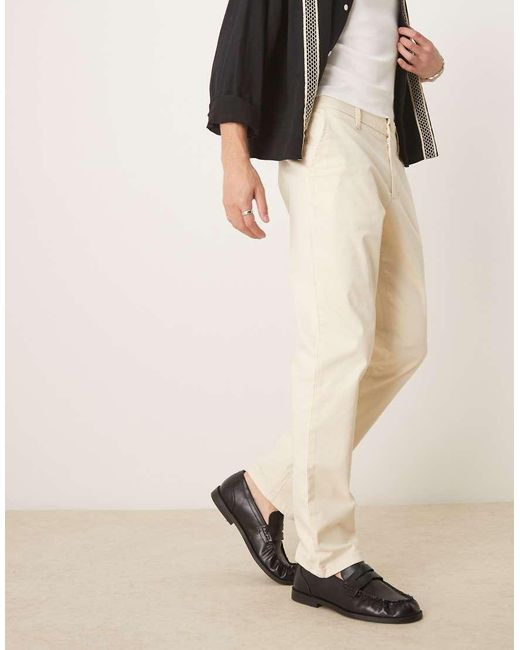 ASOS Natural Slim Flare Smart Trousers for men