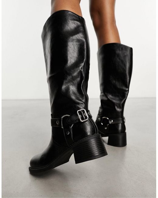 Raid Wide Fit Black Nessa Knee Boot With Hardware