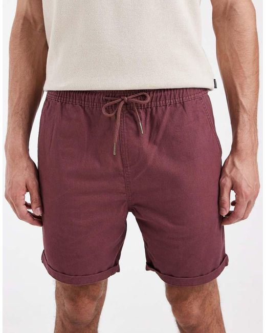Brave Soul Red Pull On Chino Shorts for men