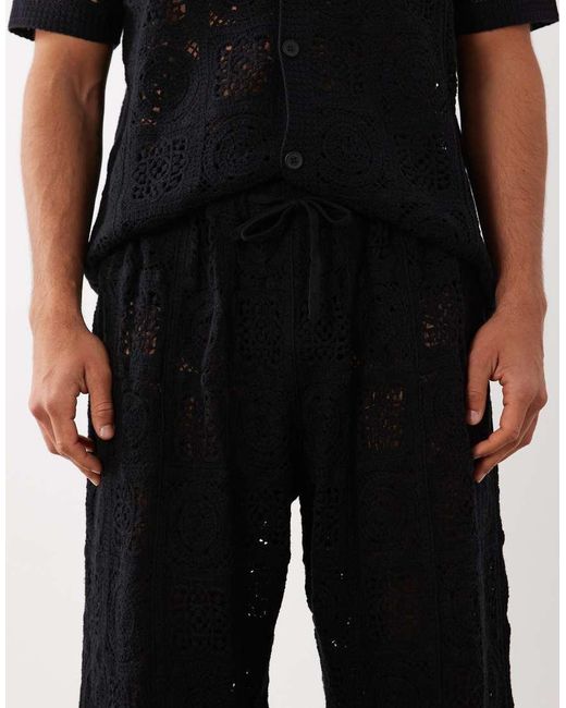 ASOS Black Knitted Crochet Trouser for men