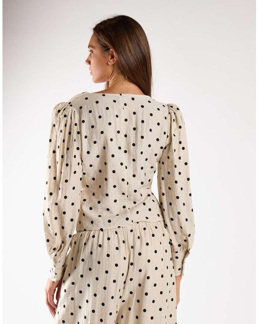 NARRATED Natural Button Front Blouse