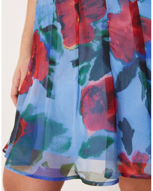 ASOS Blue Asos Design Curve Slash Neck Seamed Godet Mini Dress