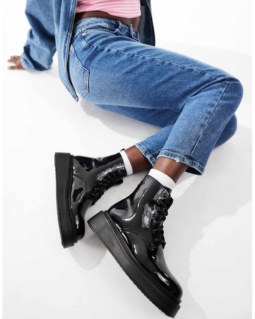 Botas Negras Con Cordones De Charol Harlow De -Negro Levi's de color Blue
