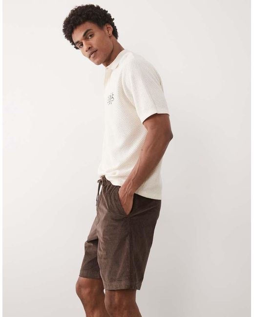 SELECTED Natural Corduroy Drawstring Shorts for men