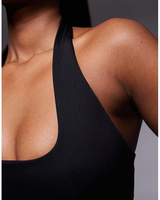 GOOD AMERICAN Gray Sculpting Halter Square Neck Bodysuit