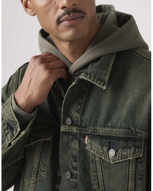 Levi's Green Relaxed Fit Denim Trucker Jacket for men
