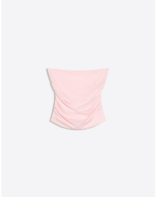 Bershka Pink Ruched Bandeau Top